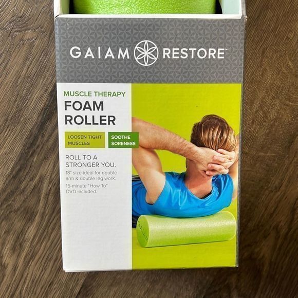 Gaiam Restore Muscle Therapy Foam Roller 18" W How To DVD Total Body New In Box - Picture 3 of 7